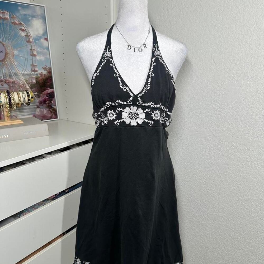 Y2k vintage summer black halter dress